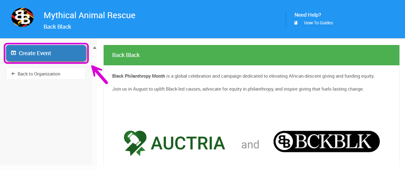 Back Black Create Event