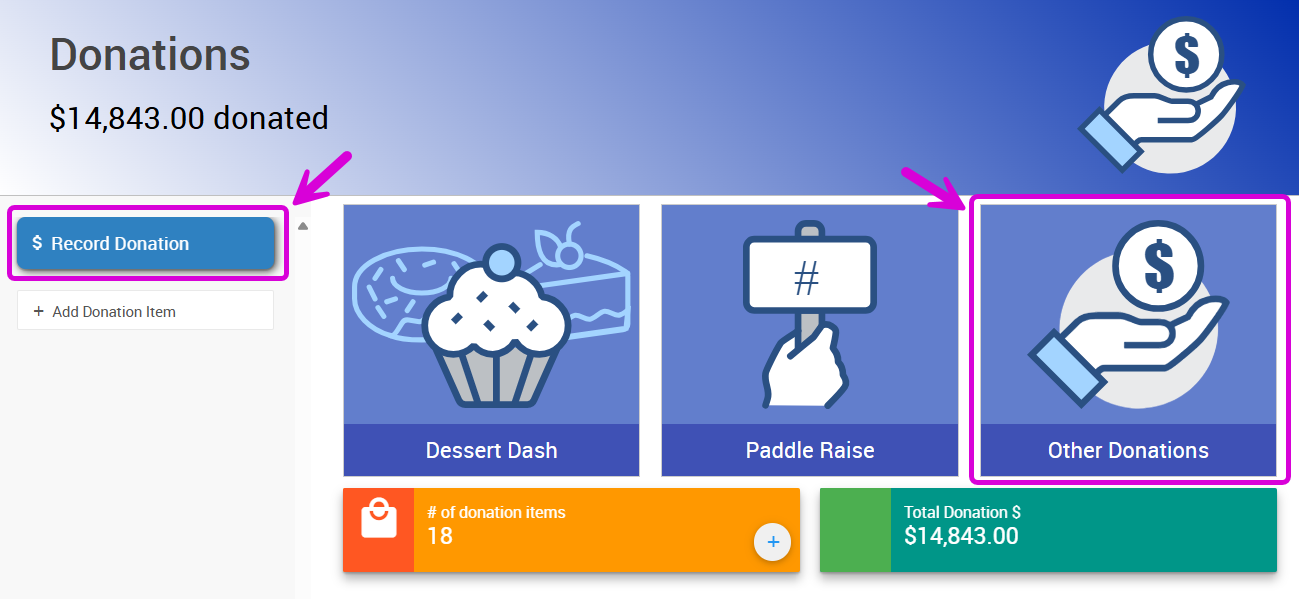 Donations Page in Auctria