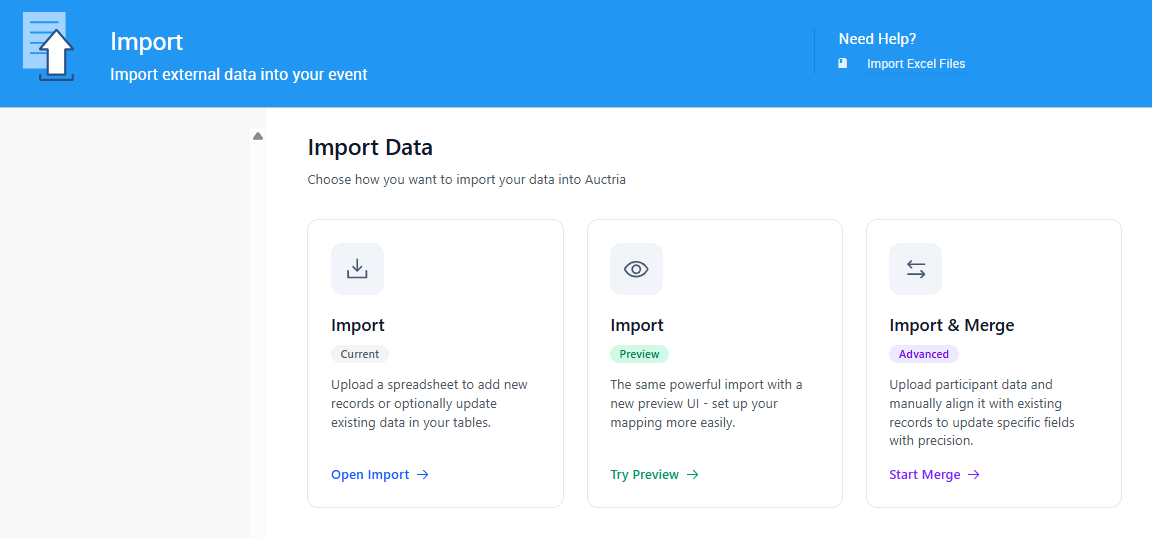 Import Page in Auctria