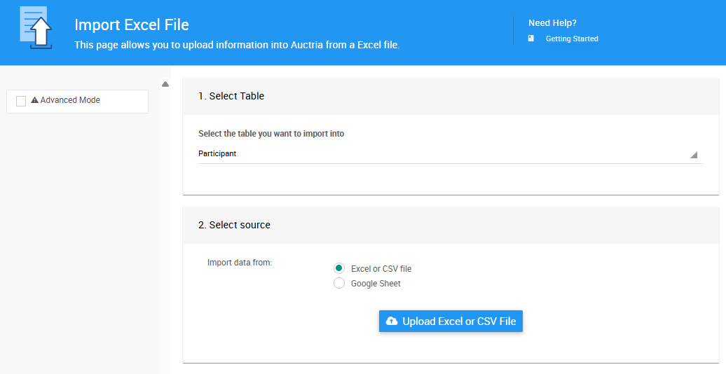 Import Excel File Legacy Page