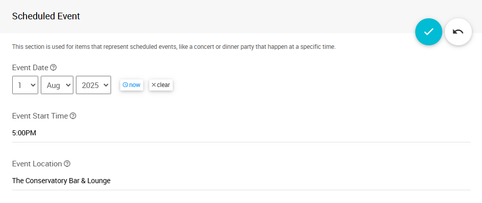 Scheduled Event Section