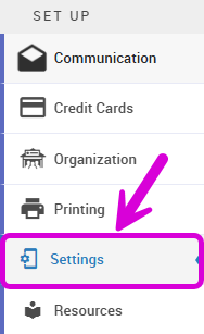 Left Sidebar Settings Link