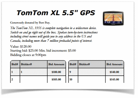 Pre-bid sheet example