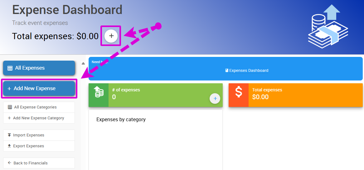 Add New Expense button on the Expenses dashboard