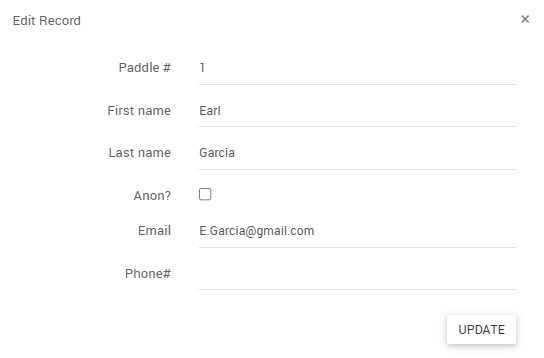 Edit Record window with editable fields
