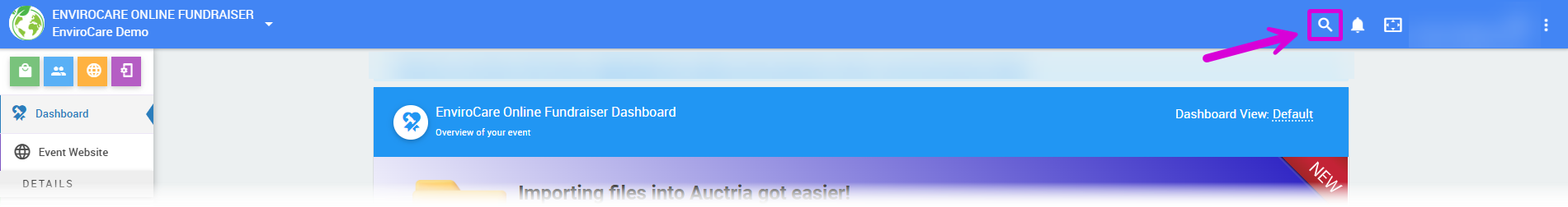 Search icon in the page header