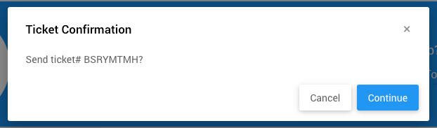 Send e-ticket confirmation pop-up