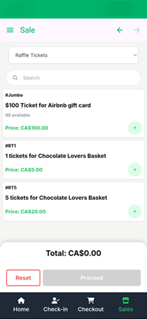 Record Raffle Tickets page in the Admin App