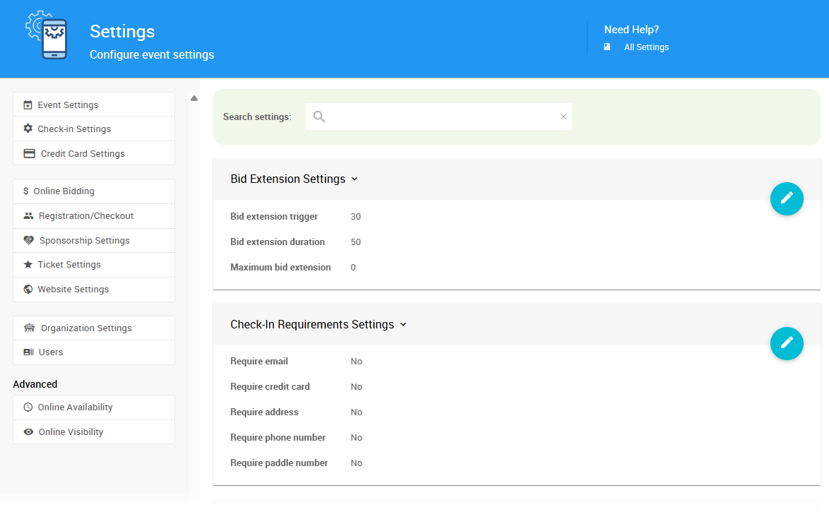Settings Page