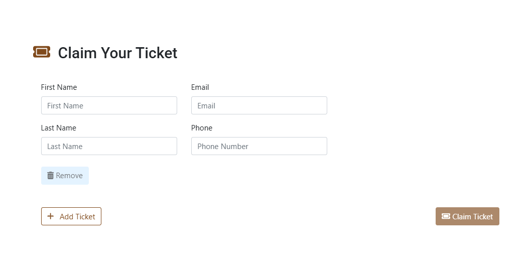Ticket Claim page