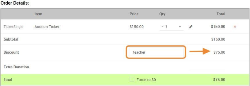 Discount applied after entering a coupon code